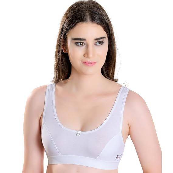 TRYLO Riza Beginner Combed Cotton Non-Padded Non-Wired Pop-On Bra for Teenage Girls Combo Pack of 2